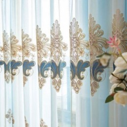Luxus Gardinen Mit Floralen Stickereien, Halbvoile-Vorhang, Maßgefertigt Für Schlafzimmer