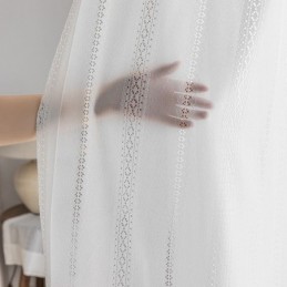 Klassischer Geometrischer Fensterschirm, Weiße Stickerei, Organza Für Wohnzimmer, Maßgefertigter Vorhang