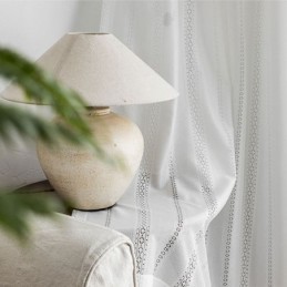 Klassischer Geometrischer Fensterschirm, Weiße Stickerei, Organza Für Wohnzimmer, Maßgefertigter Vorhang