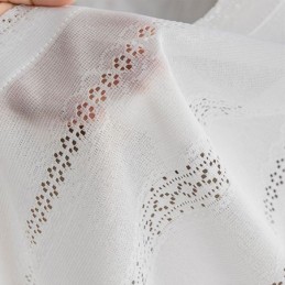 Klassischer Geometrischer Fensterschirm, Weiße Stickerei, Organza Für Wohnzimmer, Maßgefertigter Vorhang