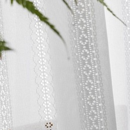 Klassischer Geometrischer Fensterschirm, Weiße Stickerei, Organza Für Wohnzimmer, Maßgefertigter Vorhang
