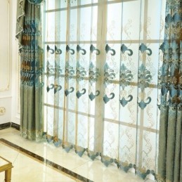 Europäischer Bestickter Vorhang, Maßgefertigter Vorhang, Luxus-Fenstervorhänge Für Wohnzimmer Und Schlafzimmer