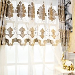 Europäischer Bestickter Fenstervorhang, Maßgefertigter Vorhang, Exquisite Florale Gardinen Für Wohnzimmer, Villa, Flur