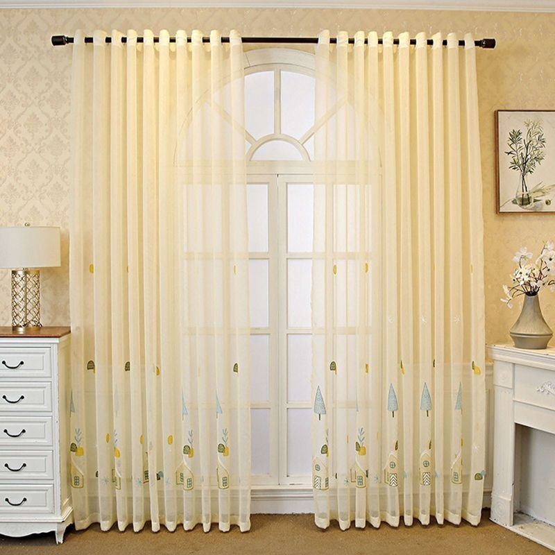 Dekorative Fenstergitter Cartoon Bestickte Tüllvorhänge Für Schlafzimmer