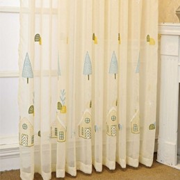 Dekorative Fenstergitter Cartoon Bestickte Tüllvorhänge Für Schlafzimmer