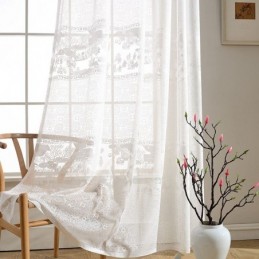 Weiße Jacquard-Vorhänge, Lichtdurchlässige Vorhänge Für Wohnzimmer Und Schlafzimmer