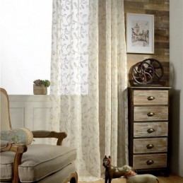 Bestickter Tüllvorhang Mit Blättern, Maßgefertigter Vorhang, Moderne Voile-Gaze-Vorhänge