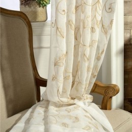 Bestickter Tüllvorhang Mit Blättern, Maßgefertigter Vorhang, Moderne Voile-Gaze-Vorhänge