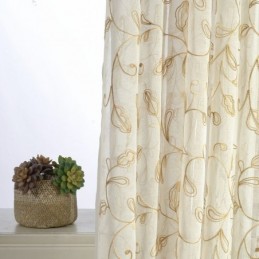 Bestickter Tüllvorhang Mit Blättern, Maßgefertigter Vorhang, Moderne Voile-Gaze-Vorhänge
