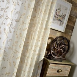 Bestickter Tüllvorhang Mit Blättern, Maßgefertigter Vorhang, Moderne Voile-Gaze-Vorhänge
