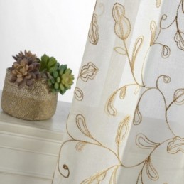 Bestickter Tüllvorhang Mit Blättern, Maßgefertigter Vorhang, Moderne Voile-Gaze-Vorhänge