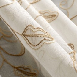 Bestickter Tüllvorhang Mit Blättern, Maßgefertigter Vorhang, Moderne Voile-Gaze-Vorhänge