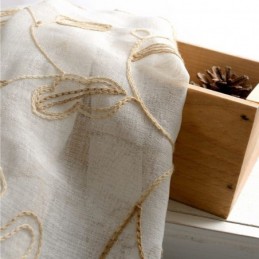 Bestickter Tüllvorhang Mit Blättern, Maßgefertigter Vorhang, Moderne Voile-Gaze-Vorhänge