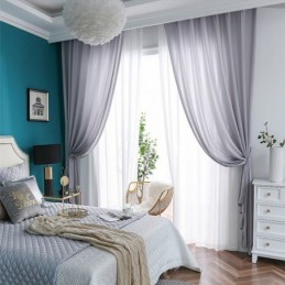 Luxuriöse Tüll-Durchsichtige Einfarbige Fenstervorhänge Für Wohnzimmer Und Schlafzimmer