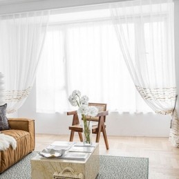 Moderner Voile-Tüllvorhang Nach Maß, Vorhang Weiß, Durchsichtig, Für Wohnzimmer, Schlafzimmer