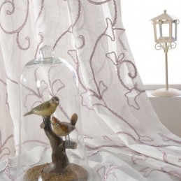 Weiße Schiere Voile-Vorhänge Vine Stickerei Fenster Vorhänge Für Schlafzimmer