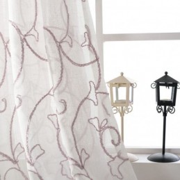 Weiße Schiere Voile-Vorhänge Vine Stickerei Fenster Vorhänge Für Schlafzimmer
