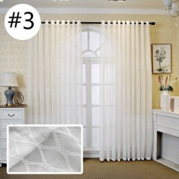 Luxuriöser Fenstervorhang, Geometrisch Bestickt, Hochwertiger Tüll, Maßgefertigter Vorhang