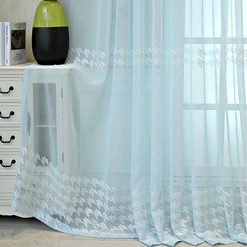 Luxuriöser Fenstervorhang, Geometrisch Bestickt, Hochwertiger Tüll, Maßgefertigter Vorhang