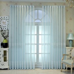 Luxuriöser Fenstervorhang, Geometrisch Bestickt, Hochwertiger Tüll, Maßgefertigter Vorhang