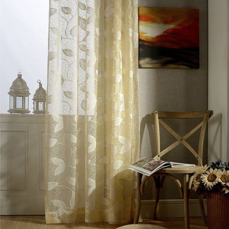 Blatt Tüll Vorhang Maßgeschneiderte Vorhang Moderne Fenster Voile Gaze Vorhänge Für Wohnzimmer Schlafzimmer