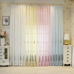 Dekorative Fenstergitter Blatt Bestickte Tüllvorhänge Für Schlafzimmer