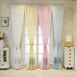 Dekorative Fenstergitter Blatt Bestickte Tüllvorhänge Für Schlafzimmer
