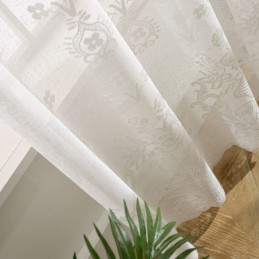 Bestickter Floraler Tüll-Bildschirmvorhang, Maßgefertigter Vorhang, Luxuriöser, Durchsichtiger Voile-Vorhang