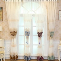 Europäischer Vorhang Nach Maß, Durchsichtig, Bestickt, Für Wohnzimmer Und Schlafzimmer