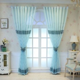 Luxuriöser Fenstervorhang, Geometrisch Bestickt, Hochwertiger Tüll, Maßgefertigter Vorhang
