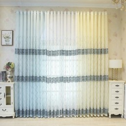 Luxuriöser Fenstervorhang, Geometrisch Bestickt, Hochwertiger Tüll, Maßgefertigter Vorhang