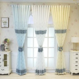 Luxuriöser Fenstervorhang, Geometrisch Bestickt, Hochwertiger Tüll, Maßgefertigter Vorhang