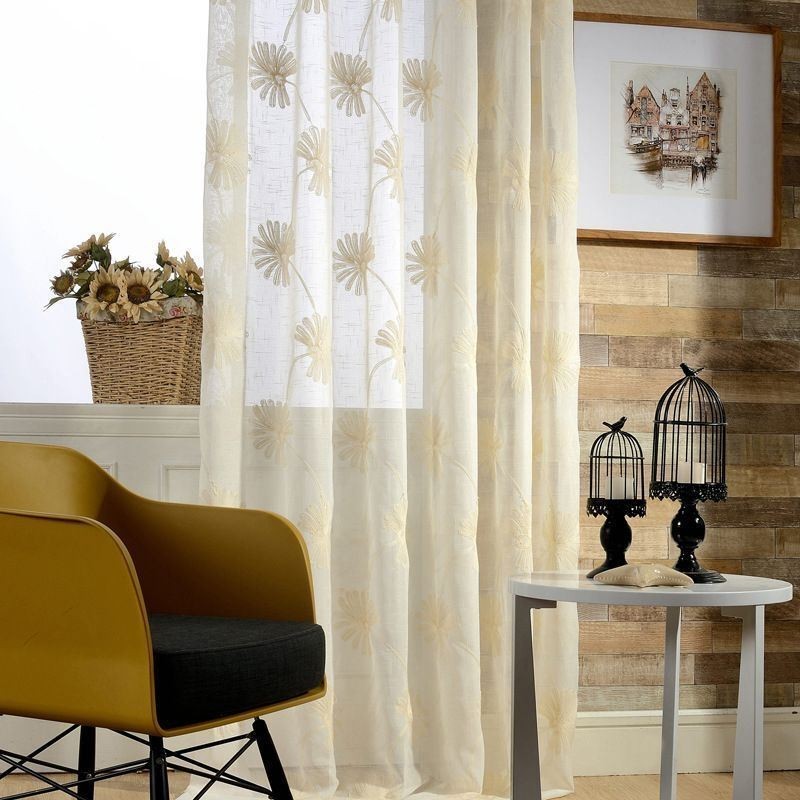 Luxuriöser Tüllvorhang Mit Bestickten Blättern, Maßgefertigter Vorhang Für Wohnzimmer Und Schlafzimmer