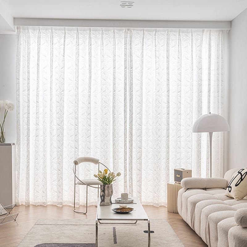 Weiße Schiere Voile-Vorhänge Stickerei Fenster Vorhänge Für Schlafzimmer