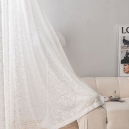 Weiße Schiere Voile-Vorhänge Stickerei Fenster Vorhänge Für Schlafzimmer