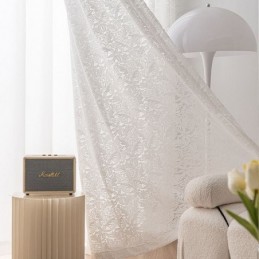 Weiße Schiere Voile-Vorhänge Stickerei Fenster Vorhänge Für Schlafzimmer
