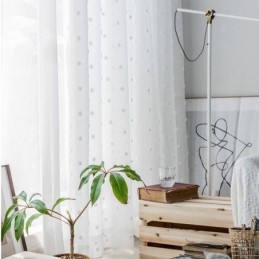 Nordische Geprägte Gardine, Maßgefertigt, Vorhang, Weißer Tüll, Wohnzimmer, Schlafzimmer