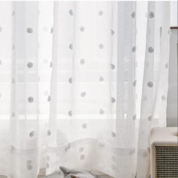 Nordische Geprägte Gardine, Maßgefertigt, Vorhang, Weißer Tüll, Wohnzimmer, Schlafzimmer