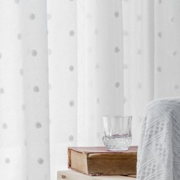 Nordische Geprägte Gardine, Maßgefertigt, Vorhang, Weißer Tüll, Wohnzimmer, Schlafzimmer
