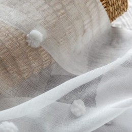 Nordische Geprägte Gardine, Maßgefertigt, Vorhang, Weißer Tüll, Wohnzimmer, Schlafzimmer