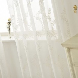 Weißer Gardinenvorhang Nach Maß, Stickerei, Tüll Für Wohnzimmer, Schlafzimmer