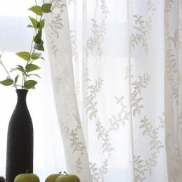Weißer Gardinenvorhang Nach Maß, Stickerei, Tüll Für Wohnzimmer, Schlafzimmer