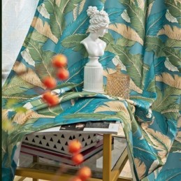 Vorhänge Aus Baumwollleinen Im Amerikanischen Stil Mit Bananenblatt-Print