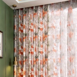 Baumwoll-Leinen-Vorhang Nach Maß Vorhang Im Amerikanischen Stil Mit Blumenmuster