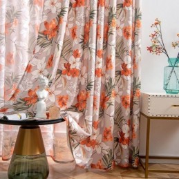 Baumwoll-Leinen-Vorhang Nach Maß Vorhang Im Amerikanischen Stil Mit Blumenmuster