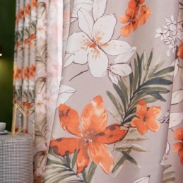 Baumwoll-Leinen-Vorhang Nach Maß Vorhang Im Amerikanischen Stil Mit Blumenmuster