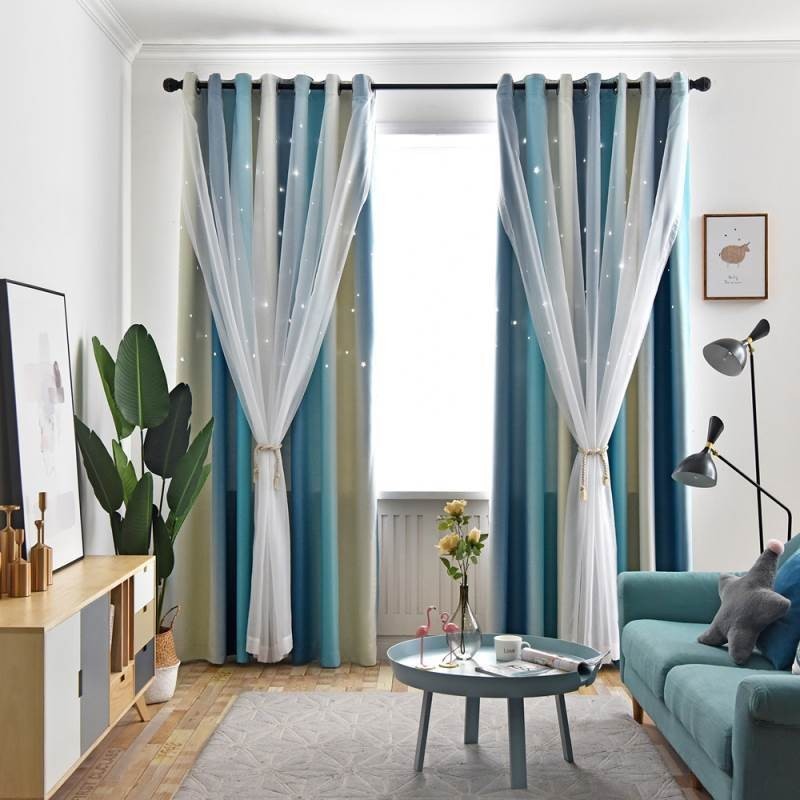 Verdunkelungsvorhang Nach Maß, Vorhang Hohlstern Mit Durchsichtigem Schlafzimmer