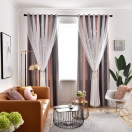 Verdunkelungsvorhang Nach Maß, Vorhang Hohlstern Mit Durchsichtigem Schlafzimmer