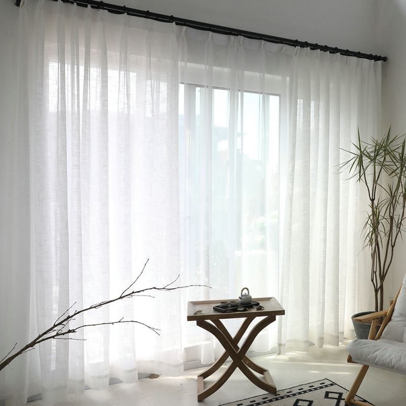 Weißer Transparenter Vorhang, Maßgefertigt, Einfarbig, Passend Zu Voile, Für Wohnzimmer Und Schlafzimmer