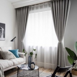 Massiver Grauer Verdunkelungsvorhang, Maßgefertigt, Vorhang, Modern, Schlicht, Für Wohnzimmer Und Schlafzimmer, Stoff